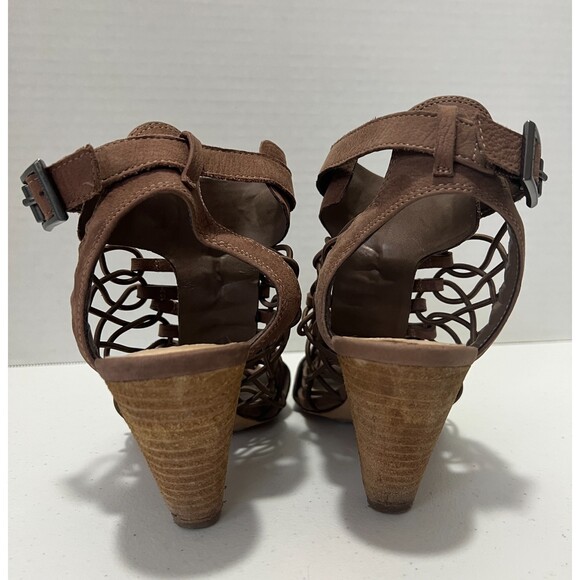 Vince Camuto Women’s Evel Taupe Leather Caged Gladiator Open Toe Sandals Size 6 - Picture 4 of 11
